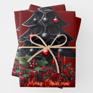 wonderful gothic christmas tree  wrapping paper sheet