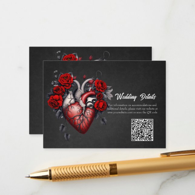 Wonderful gothic Victorian heart Enclosure Card (Front/Back In Situ)