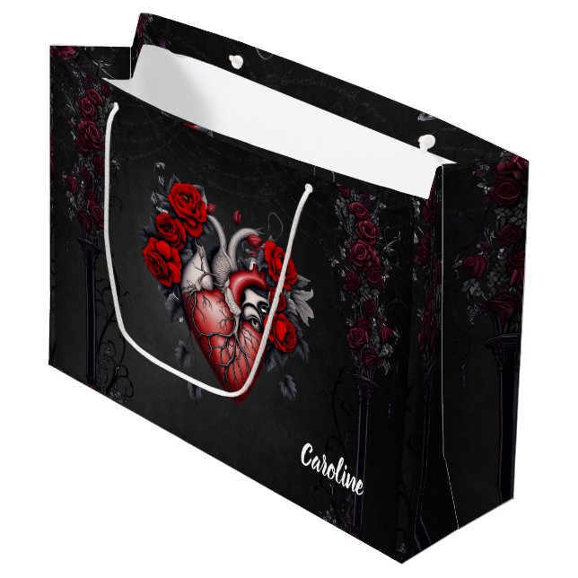 Wonderful gothic Victorian heart Large Gift Bag (Front Angled)