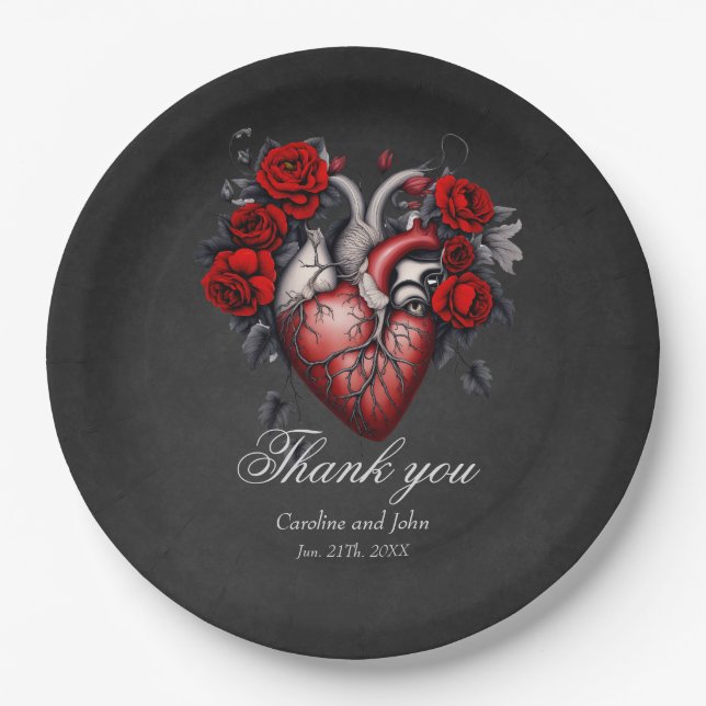 Wonderful gothic Victorian heart Paper Plate (Front)