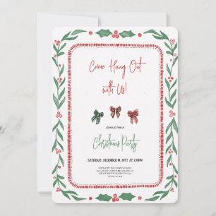 wonderful green and red christmas party invitation