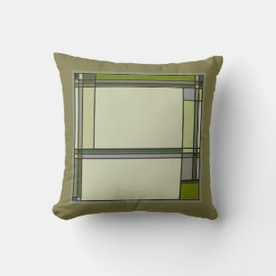 Wonderful Green Arts & Crafts Geometric Pattern Cushion