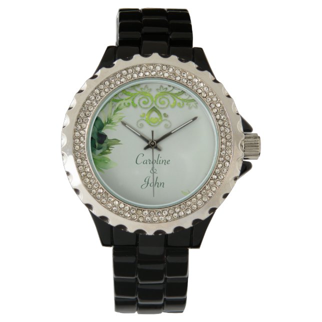 Wonderful green floral design. watch (Front)