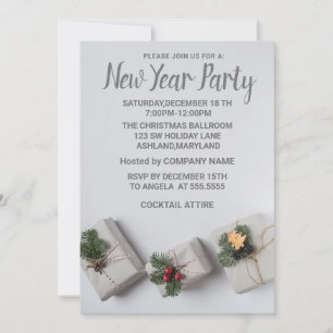 Wonderful Grey New Years Gift Invitation