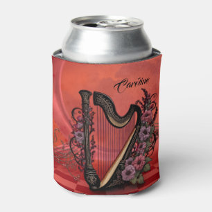 Wonderful harp with colourful flowers. can cooler