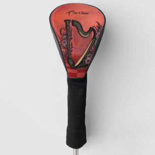 Wonderful harp with colourful flowers. golf head cover