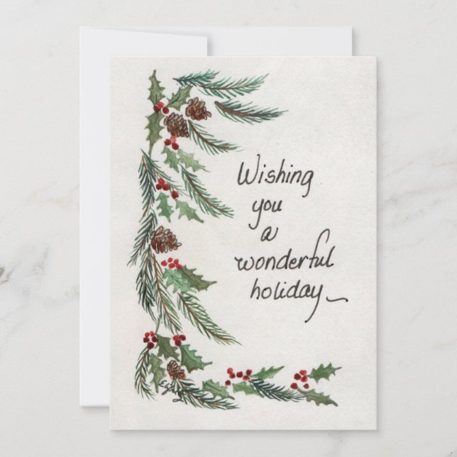 Wonderful Holiday Greeting Greenery Border (Front)