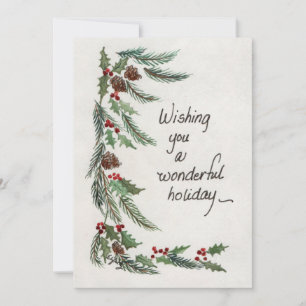 Wonderful Holiday Greeting Greenery Border