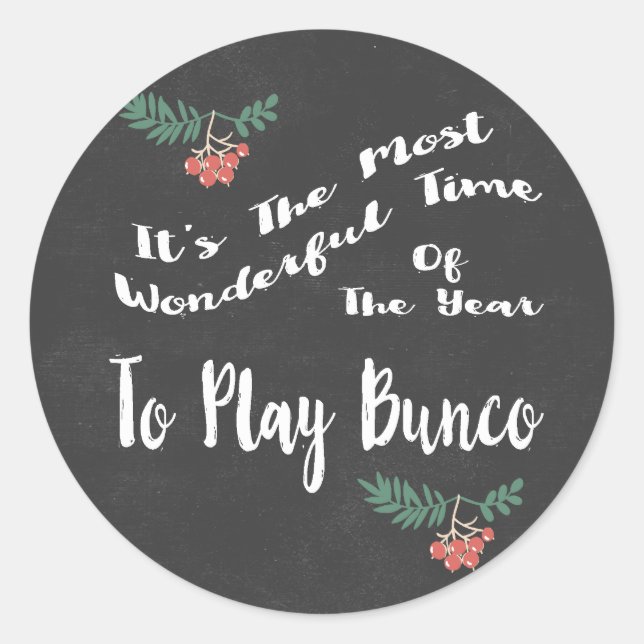 Wonderful Holiday Play Bunco Classic Round Sticker (Front)