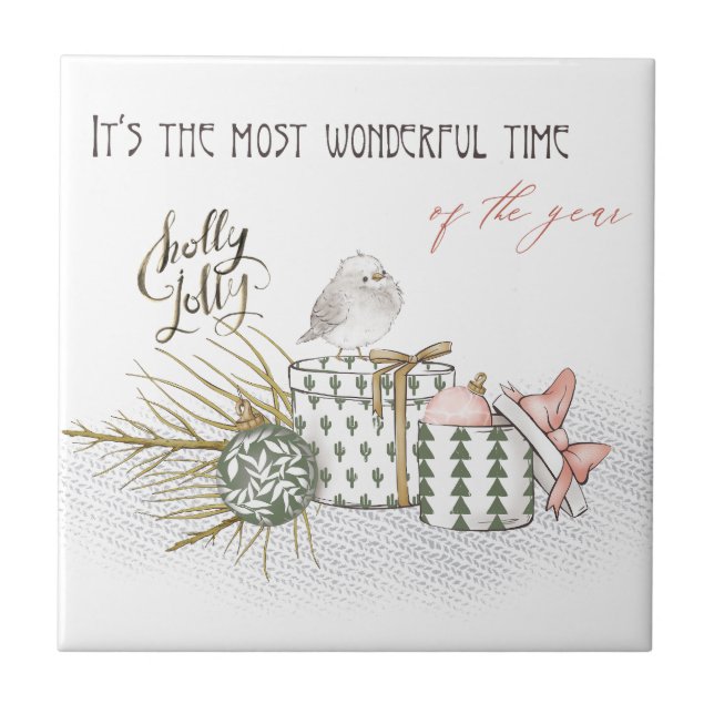 Wonderful Holiday Time Christmas Tile (Front)