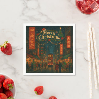 Wonderful Hong Kong Christmas streets Napkin