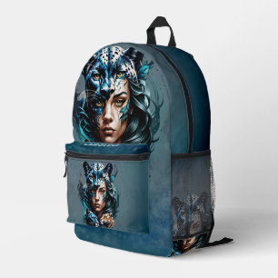 Wonderful hybrid of a woman and a panther printed backpack