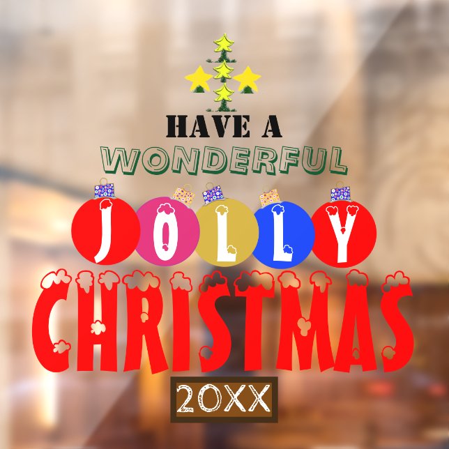 Wonderful Jolly Christmas Ornaments Tree     Window Cling (Sheet 2)