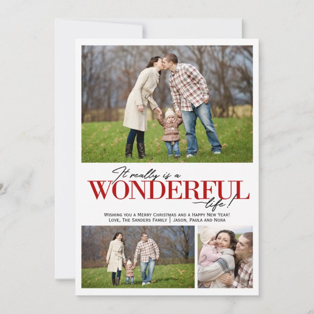 Wonderful Life 3 PH Red Letters | Holiday Card (Front)