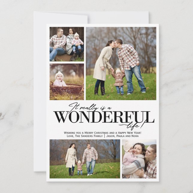 Wonderful Life 5 PH Black Letters | Holiday Card (Front)