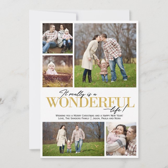 Wonderful Life 5 PH Gold Letters | Holiday Card (Front)