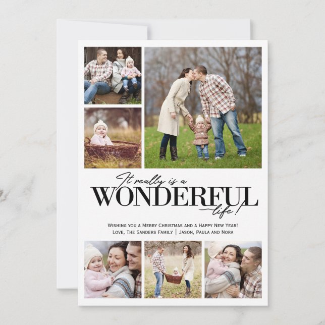 Wonderful Life 6 PH Black Letters | Holiday Card (Front)