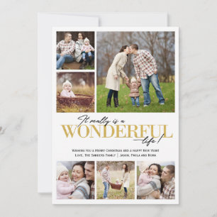 Wonderful Life 6 PH Gold Letters   Holiday Card