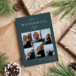 Wonderful Life | 6 Photo Collage Holiday Card<br><div class="desc">Share cheer with these modern holiday cards featuring 6 of your favourite photos in a grid collage layout on a dark green background. "It's A Wonderful Life" appears at the top in white hand lettered calligraphy and classic serif lettering. Personalise with your custom holiday greeting, family name and the year...</div>