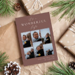 Wonderful Life | 6 Photo Collage Holiday Card<br><div class="desc">Share cheer with these modern holiday cards featuring 6 of your favourite photos in a grid collage layout on a dark earth tone terracotta background. "It's A Wonderful Life" appears at the top in white hand lettered calligraphy and classic serif lettering. Personalise with your custom holiday greeting, family name and...</div>