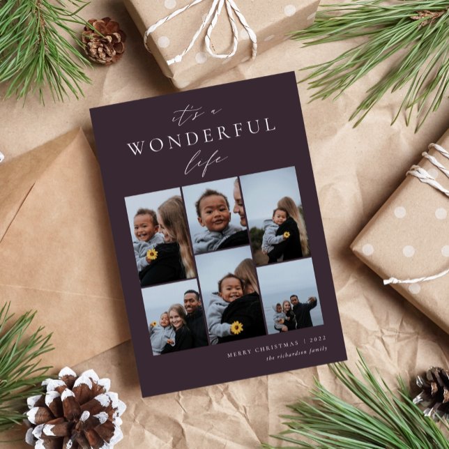 Wonderful Life | 6 Photo Collage Holiday Card (Creator Uploaded)