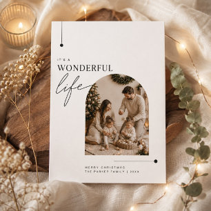 Wonderful Life Arched Family Christmas Holiday Card