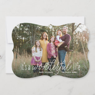 Wonderful Life Calligraphy Photo Holiday Card