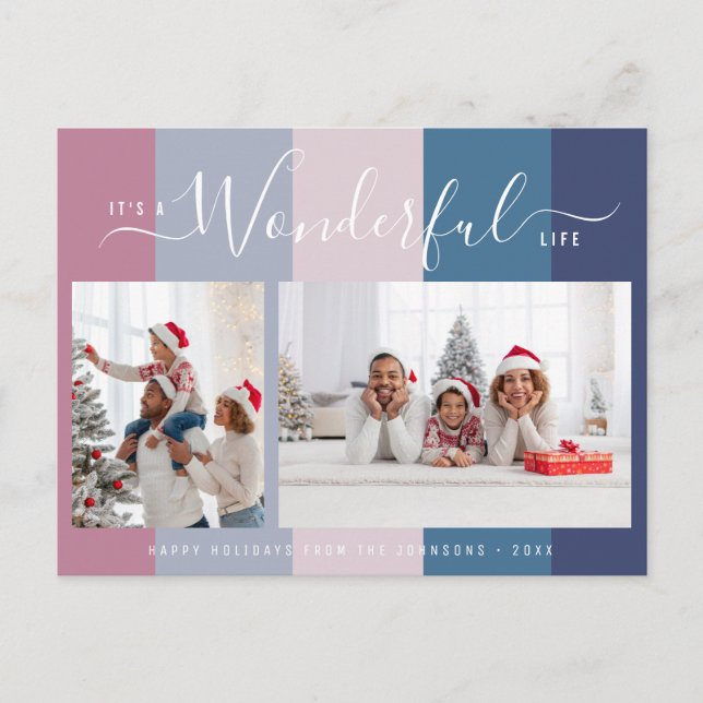 Wonderful life colourful photo christmas card (Front)