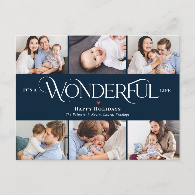 Wonderful Life EDITABLE COLOR Holiday Postcard (Front)
