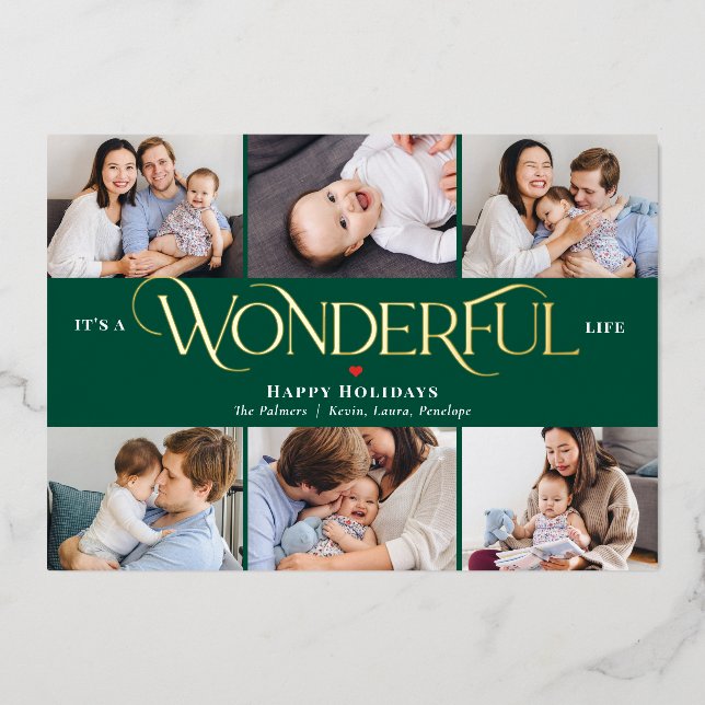 Wonderful Life Foil Holiday Card Christmas Card (Front)