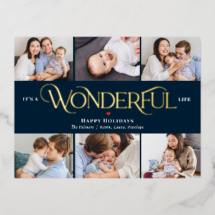 Wonderful Life Foil Photo Holiday Postcard