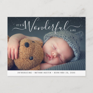 wonderful life   holiday birth announcement postcard