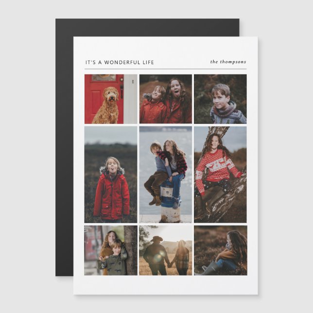 Wonderful Life Mulit-Photo Holiday Magnet Card (Front/Back)