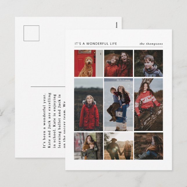 Wonderful Life Mulit-Photo Holiday Postcard (Front/Back)