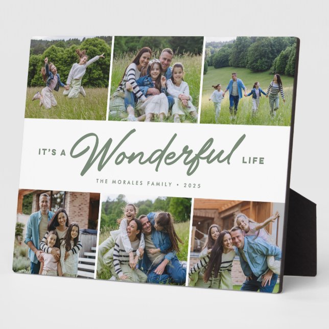 Wonderful life six photo family collage plaque (Side)