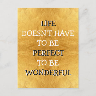 Wonderful Life Typography Gold  Postcard