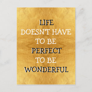 Wonderful Life Typography Gold  Postcard