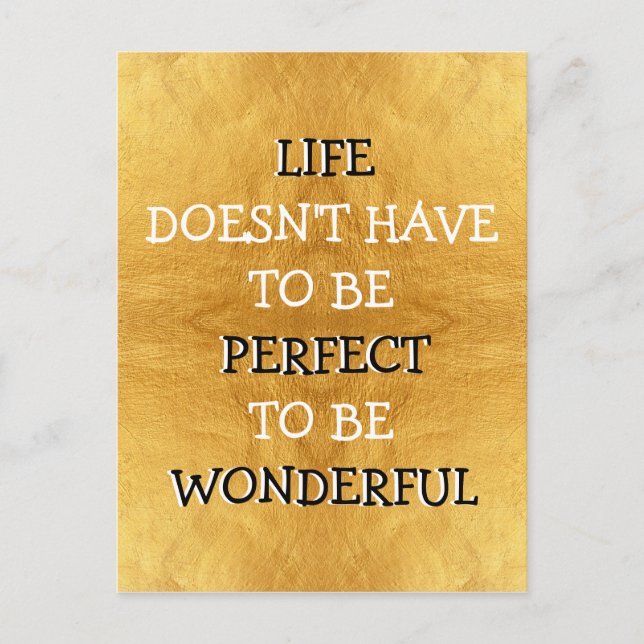 Wonderful Life Typography Gold  Postcard (Front)