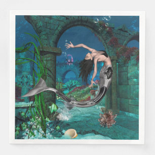 Wonderful mermaid with fantasy fish napkin