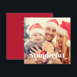 Wonderful | Modern Boho Retro Text Family Photo Holiday Card<br><div class="desc">Magical family photo holiday card with your favourite photo as the feature with a cheerful fun boho style text reading "wonderful" over your custom family name. Whimsical sparkly Christmas Tree design over your personal,  custom message on the back.</div>