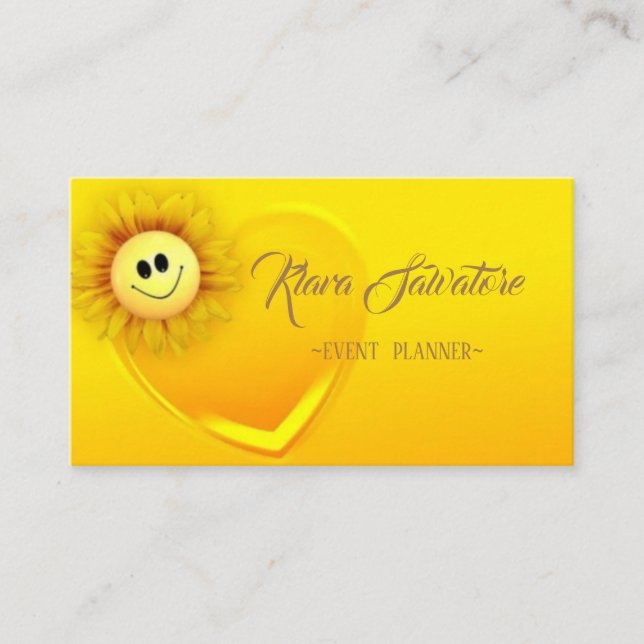 Wonderful Modern Magnificent Yellow Sunflower Business Card (Front)