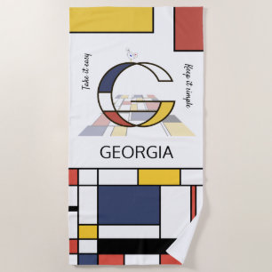 Wonderful Neoplasticism Art Monogram. Letter G Beach Towel