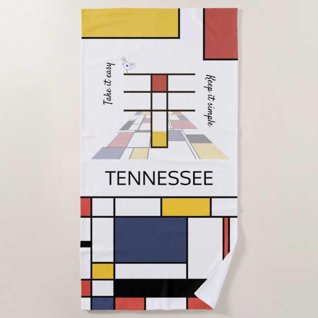 Wonderful Neoplasticism Art Monogram. Letter T Beach Towel (Front)