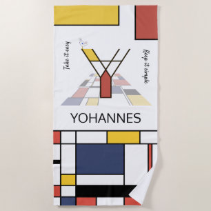 Wonderful Neoplasticism Art Monogram. Letter Y Beach Towel