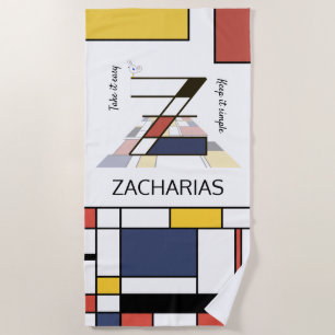 Wonderful Neoplasticism Art Monogram. Letter Z Beach Towel