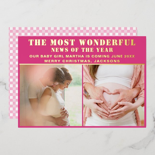 Wonderful News Pregnancy Announcement Christmas (Front/Back)