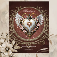 Wonderful noble  steampunk heart with wings.