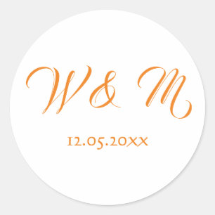 Wonderful Orange and White Classic Round Sticker