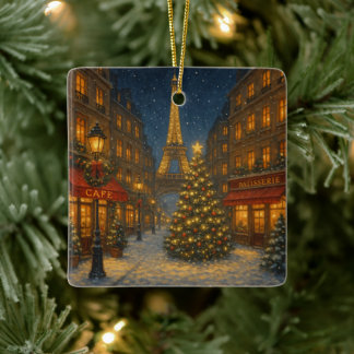 Wonderful Paris Christmas streets Ceramic Ornament