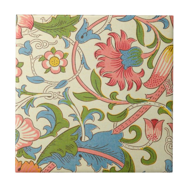Wonderful pastel retro William Morris floral  Tile (Front)